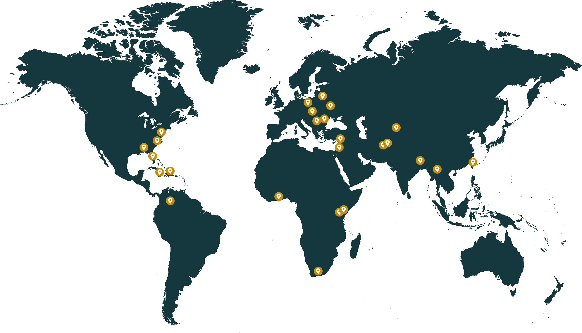 World map with locations of GHEA21 partners