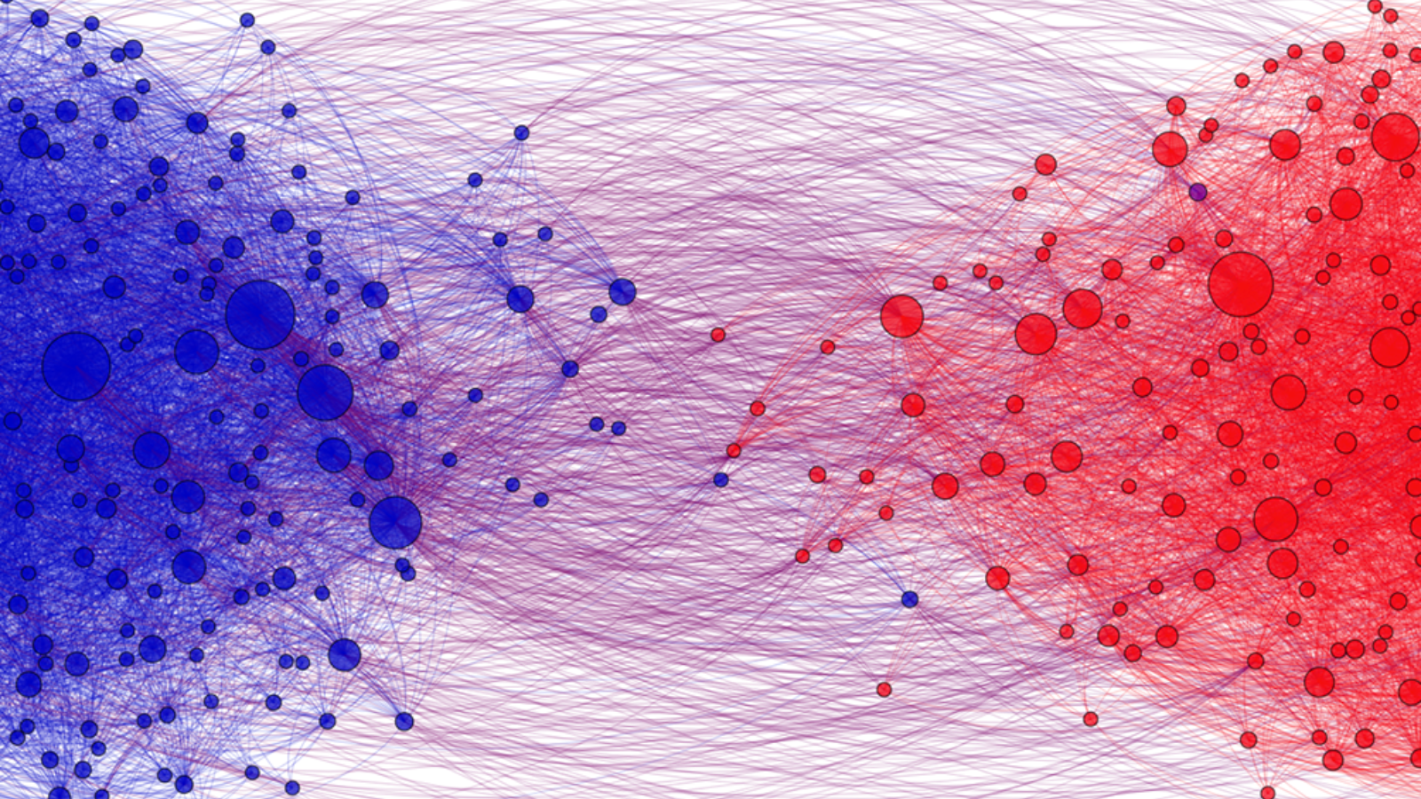 Abstract graphic with red and blue dots