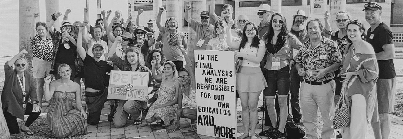 Groups of AltLiberalArts students protesting with signs 