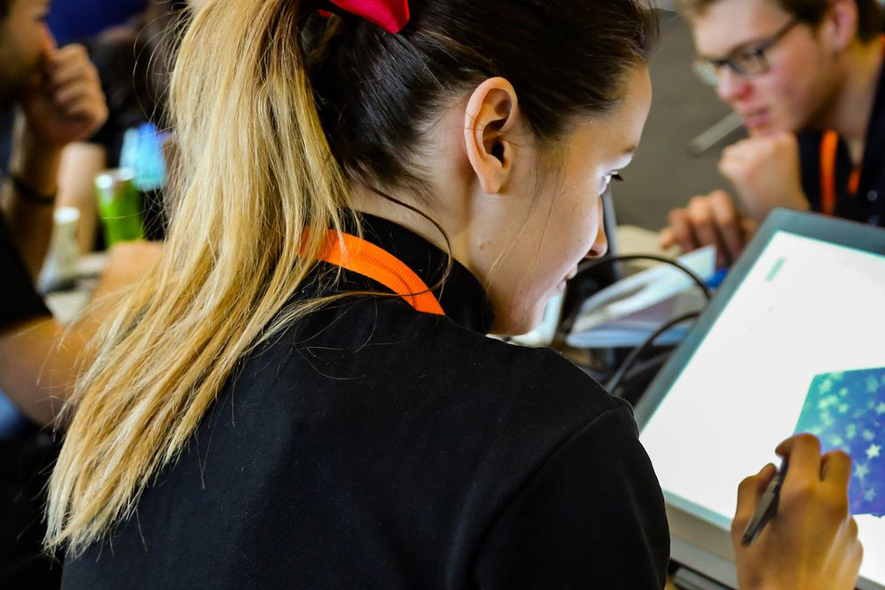 Woman working on a computer
