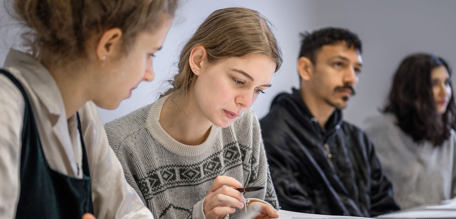 Two students working